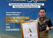 Kementerian ATR/BPN Meraih Penghargaan Popular Government Institutions 2025 dari The Iconomics.