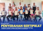 Kegiatan Penyerahan Sertipikat PTSL di Desa Pematang Strak Teluk Mengkudu Serdang Bedagai 