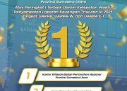 Selamat Kepada Kantor Wilayah Badan Pertanahan Nasional Provinsi Sumatera Utara Meraih Peringkat I Terbaik Dalam Ketepatan Waktu Penyampaian Laporan Keuangan Triwulan III Tahun 2025