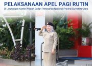 Erni Aprida Hasibuan Sebagai Pembina Saat Apel Pagi di Kantor Wilayah Badan Pertanahan Nasional Provinsi Sumatera Utara